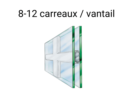 Petit-bois 18 mm INTÉGRÉS - max 12 carreaux / vantail