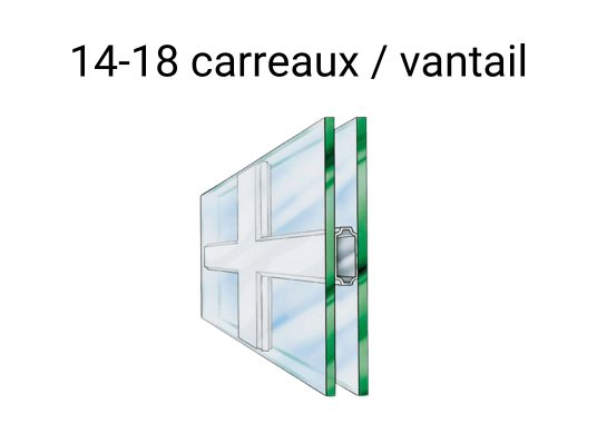 Petit-bois 18 mm INTÉGRÉS - max 18 carreaux / vantail